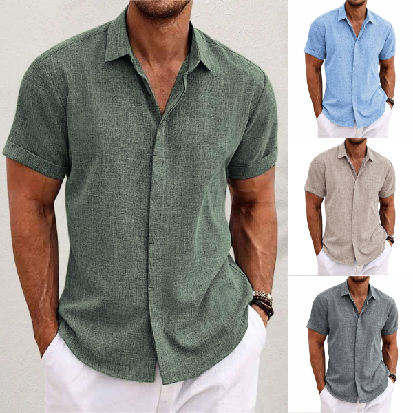 Stanley | Linen Short Sleeve Button-Up Casual Shirt