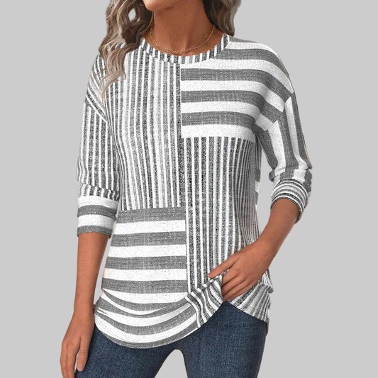 Amelia | Casual Patchwork Stripe Blouse