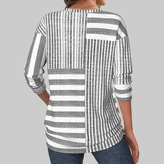 Amelia | Casual Patchwork Stripe Blouse