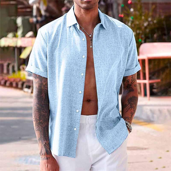 Stanley | Linen Short Sleeve Button-Up Casual Shirt