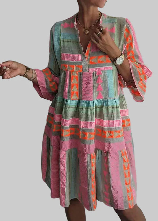 Amelia | Relaxed Geometric Print Midi Dress