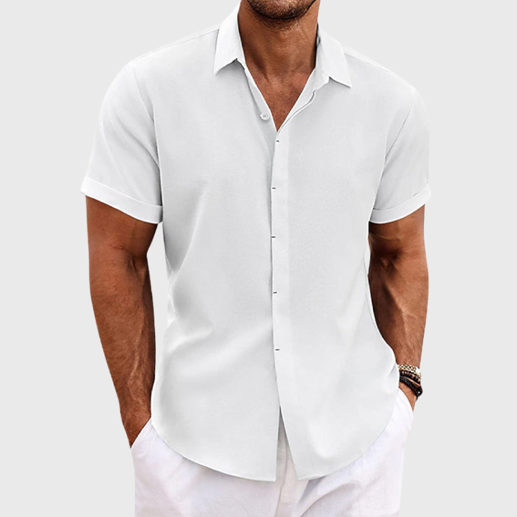 Stanley | Linen Short Sleeve Button-Up Casual Shirt