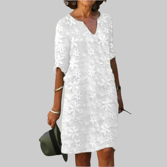 Amber | Embroidered Floral V-Neck Mini Dress