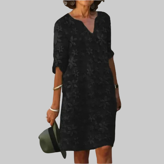 Amber | Embroidered Floral V-Neck Mini Dress